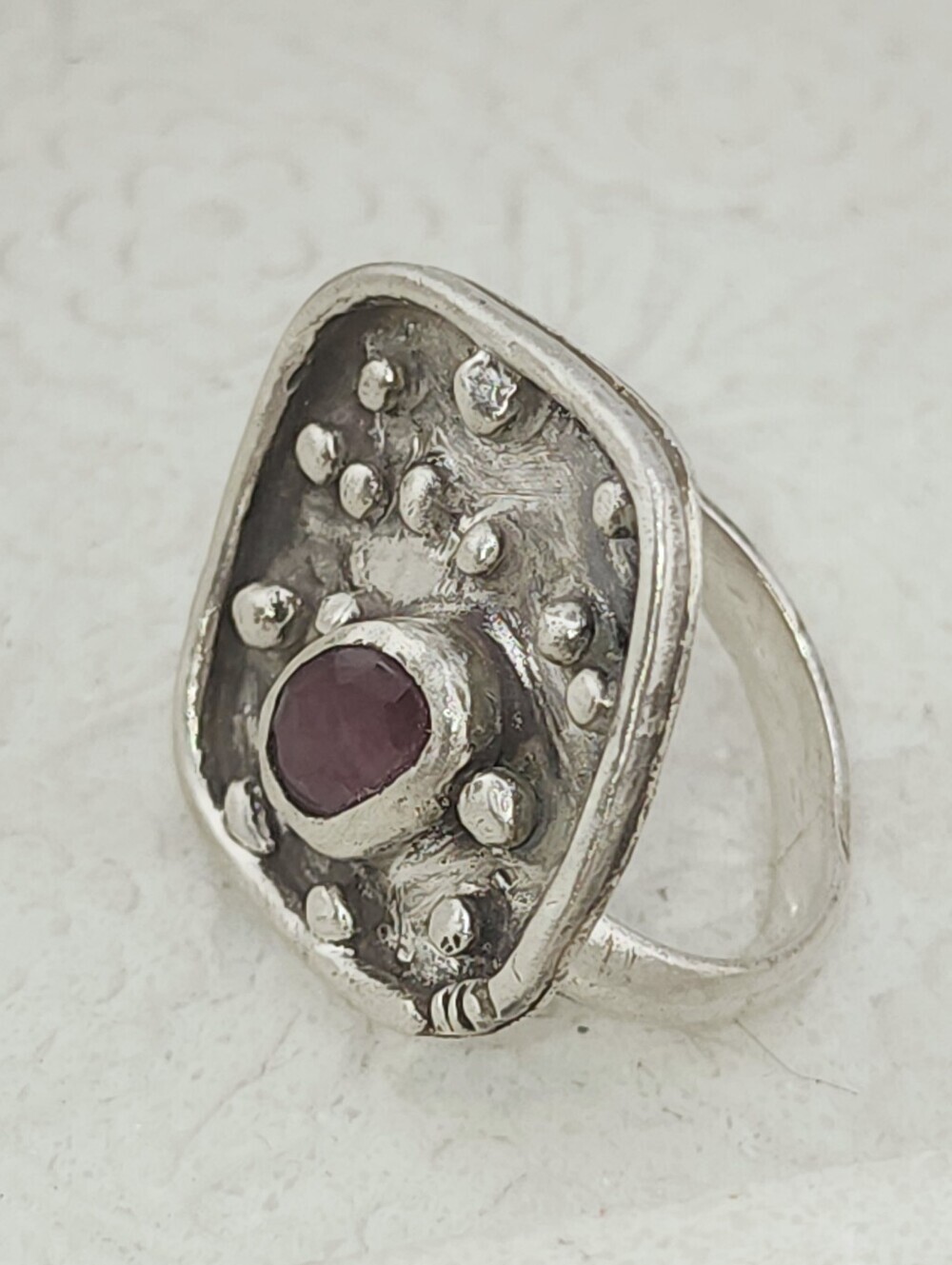 PUNK SAPPHIRE RUNG HANDMADE IN STERLING SILVER WOMENS SIZE 8.5